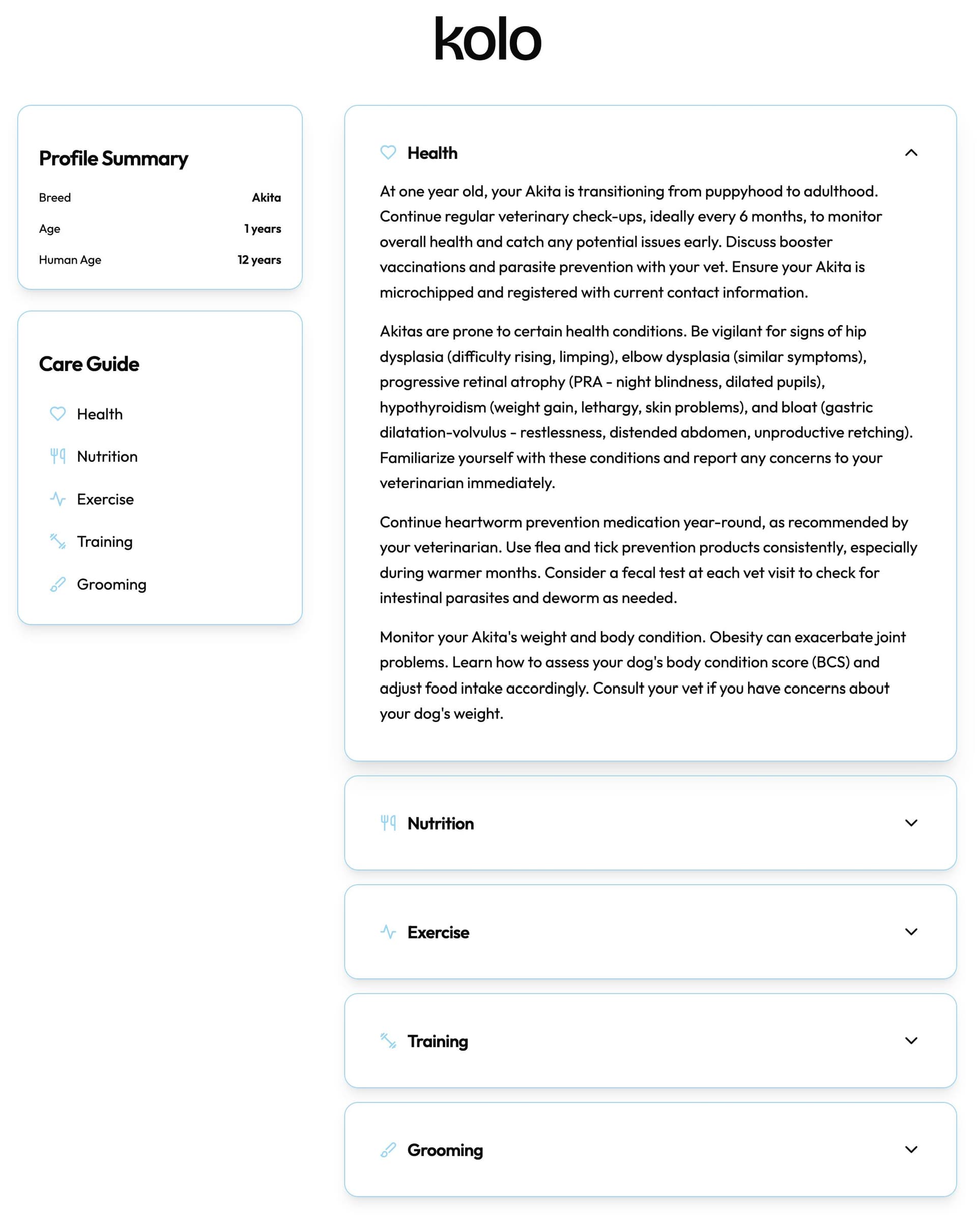 Pet profile management
